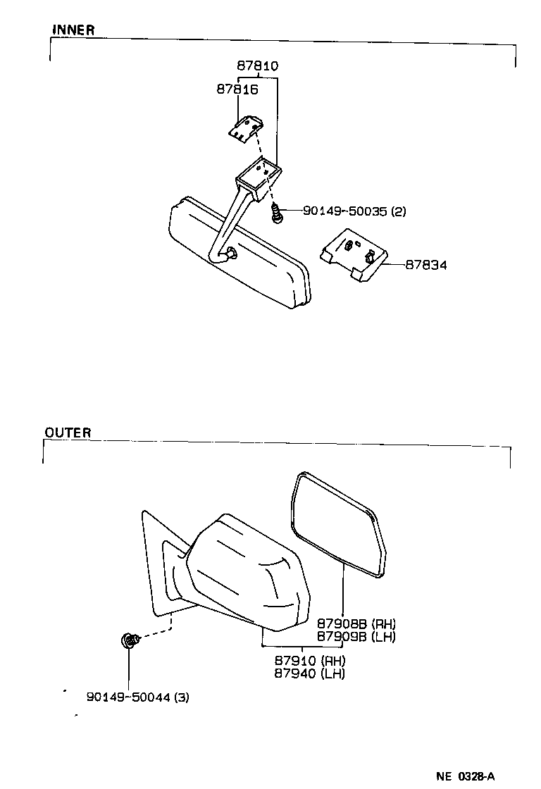 87931-30490 MIRROR SUB-ASSY, RH product image