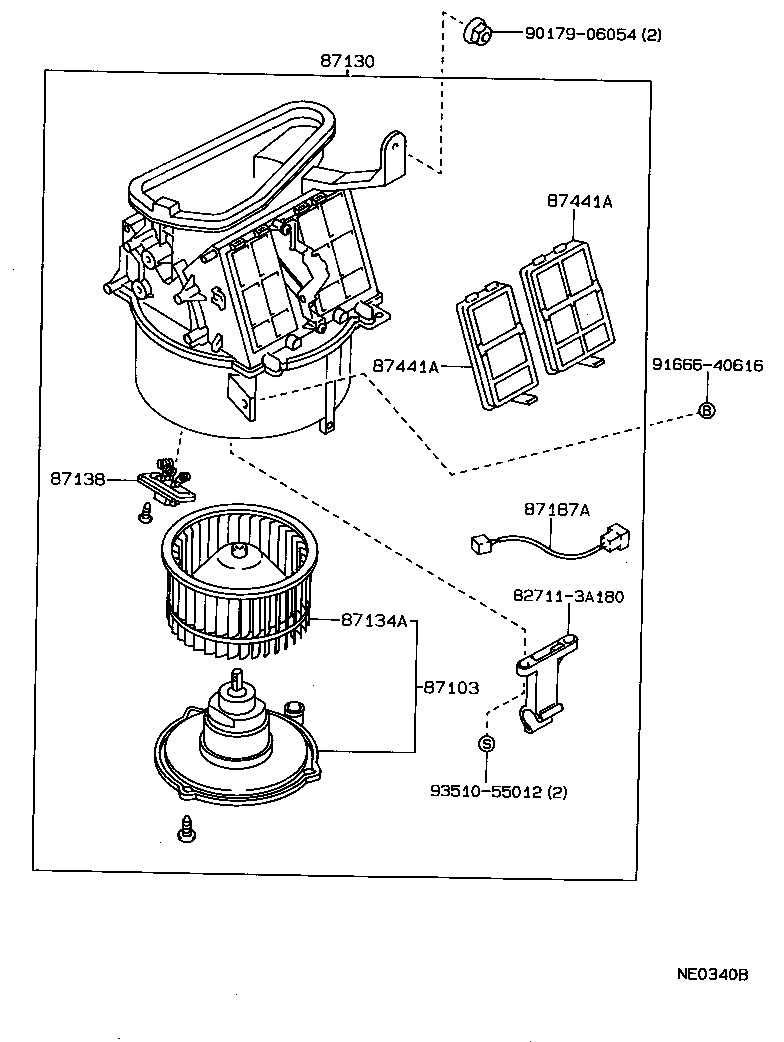 87103-30280 MOTOR SUB-ASSY, HEATER BLOWER, W/FAN product image