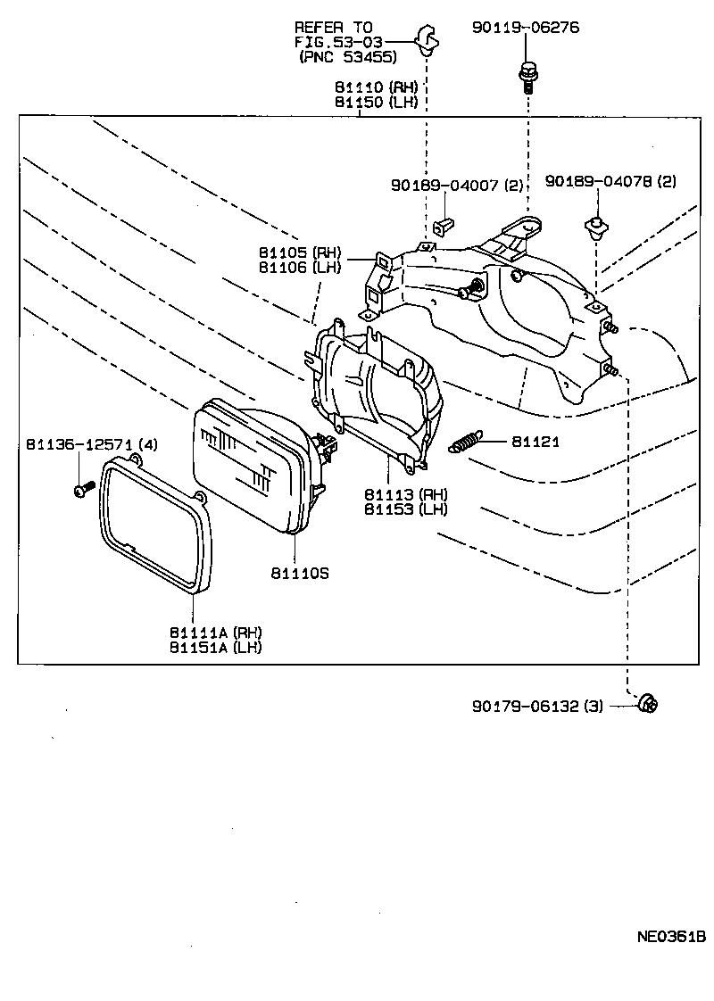 81111-13100 RING, SEALED BEAM RETAINING, NO.1 RH product image