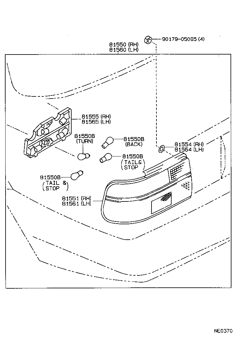 81565-12890 SOCKET & WIRE SUB-ASSY, REAR COMBINATION LAMP, LH product image