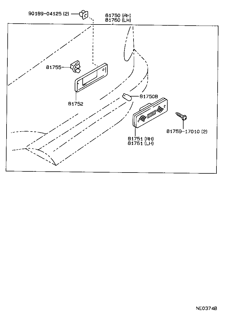 Toyota 81760-12130 LAMP ASSY, REAR SIDE MARKER, LH