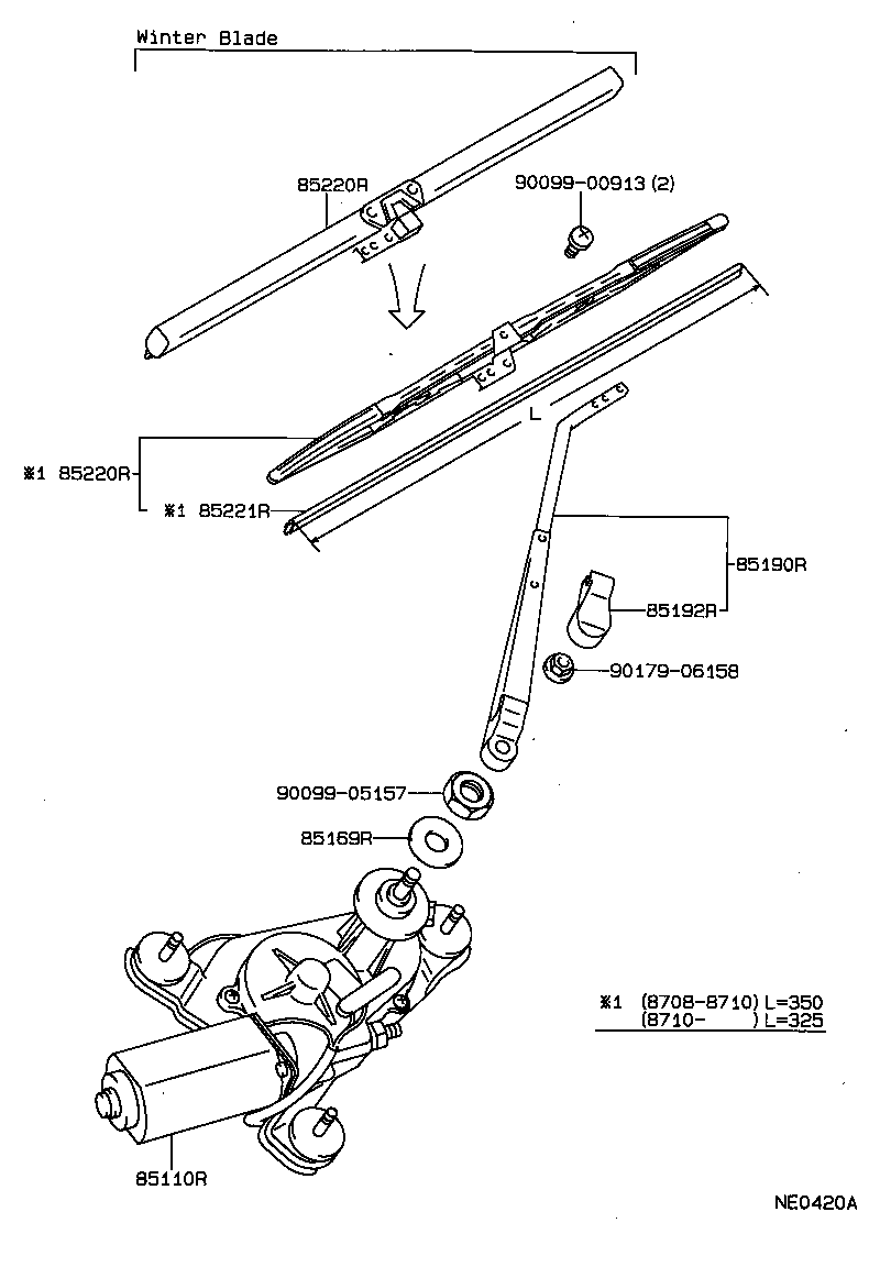 85220-22630 BLADE ASSY, REAR WIPER product image