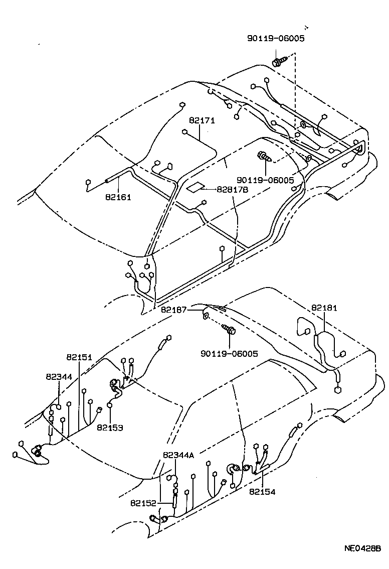 Toyota 82181-02020 WIRE, LUGGAGE ROOM, NO.1
