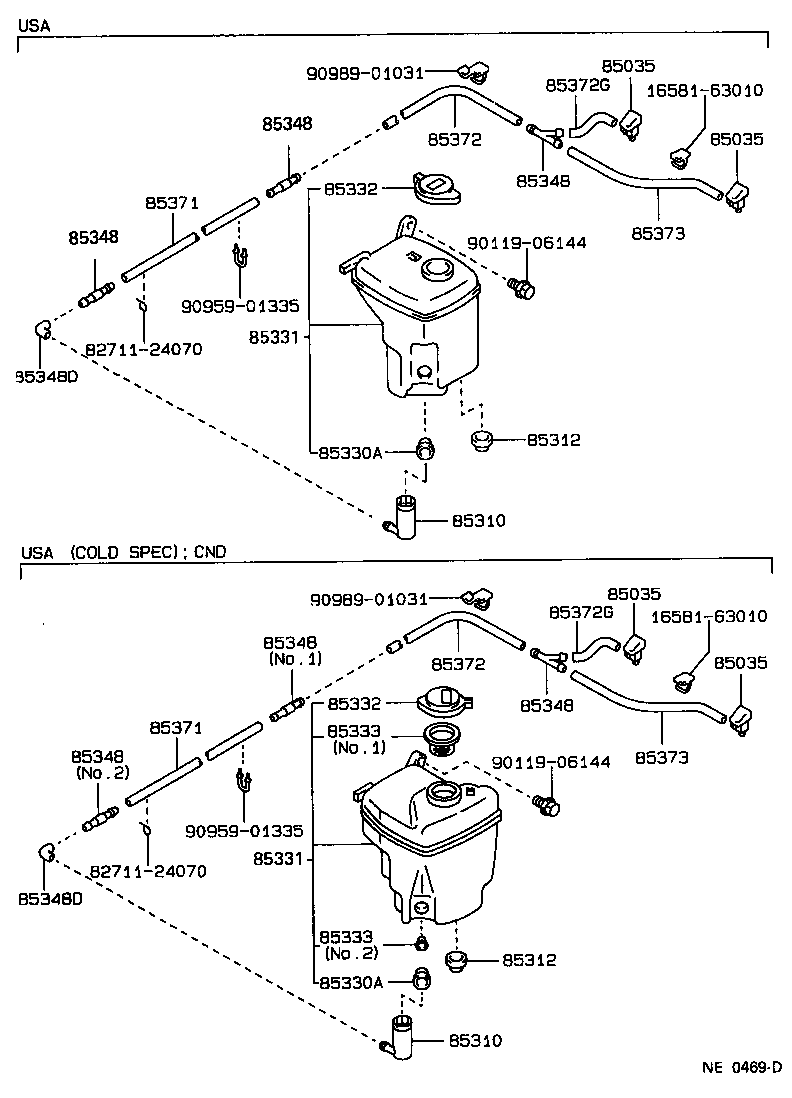 Toyota 90099-33196 HOSE, WINDSHIELD WASHER (FROM JOINT TO JOINT), NO.1
