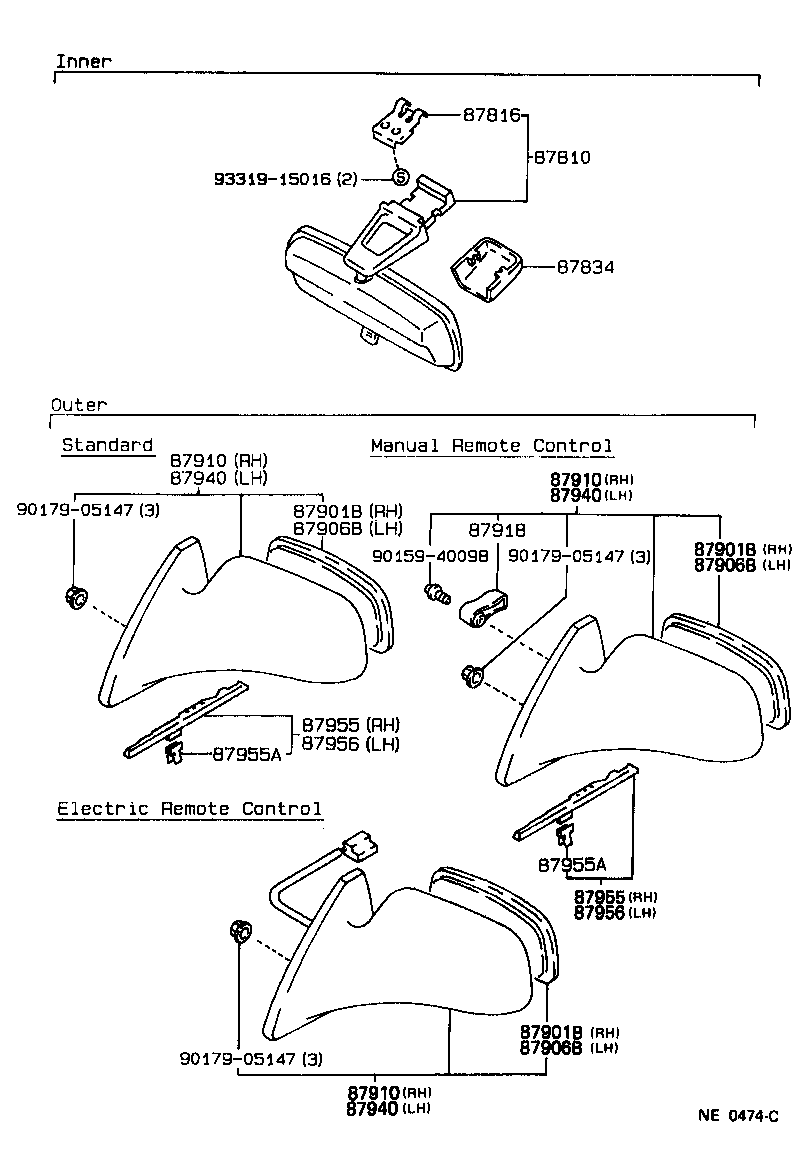 87909-1A320 MIRROR SUB-ASSY, OUTER REAR VIEW, LH product image