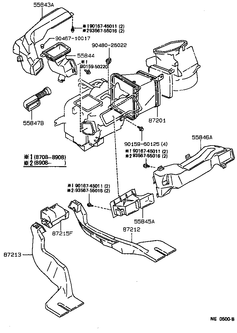 Toyota 55843-12200 DUCT, HEATER TO REGISTER, NO.1