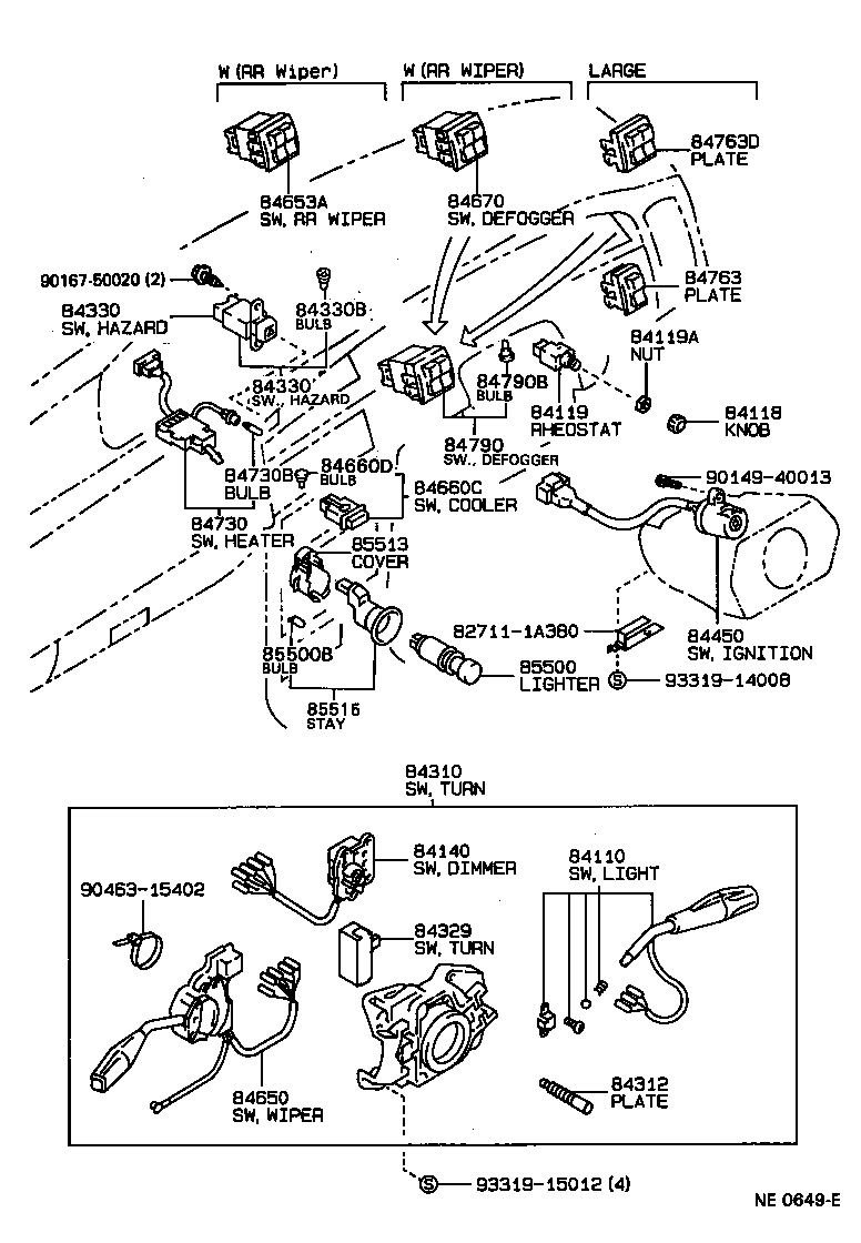 84820-12080 MASTER SWITCH ASSY, POWER WINDOW REGULATOR product image