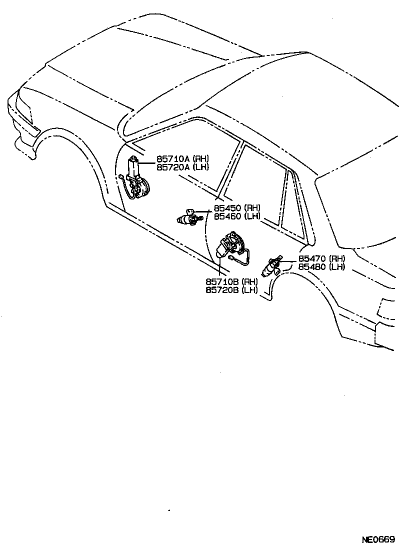 85720-20080 MOTOR ASSY, POWER WINDOW REGULATOR, FRONT LH product image