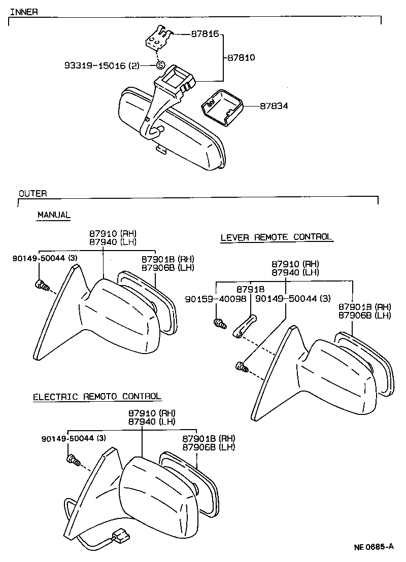 87810-20220-06 MIRROR ASSY, INNER REAR VIEW product image