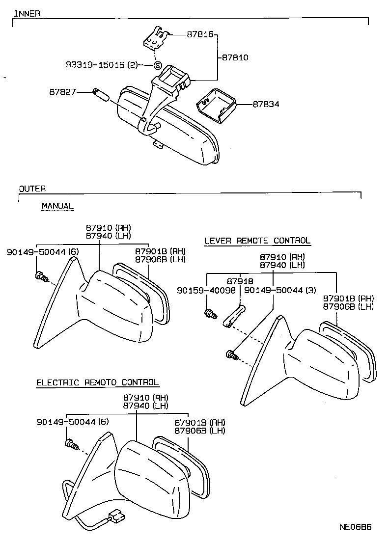 87828-20020 ABSORBER, INNER REAR VIEW MIRROR product image