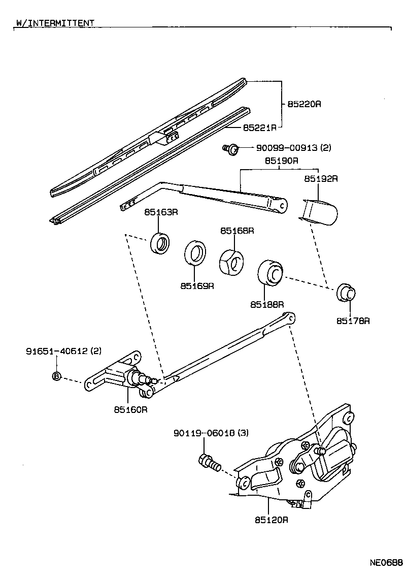 85221-87003 BLADE, REAR WIPER product image