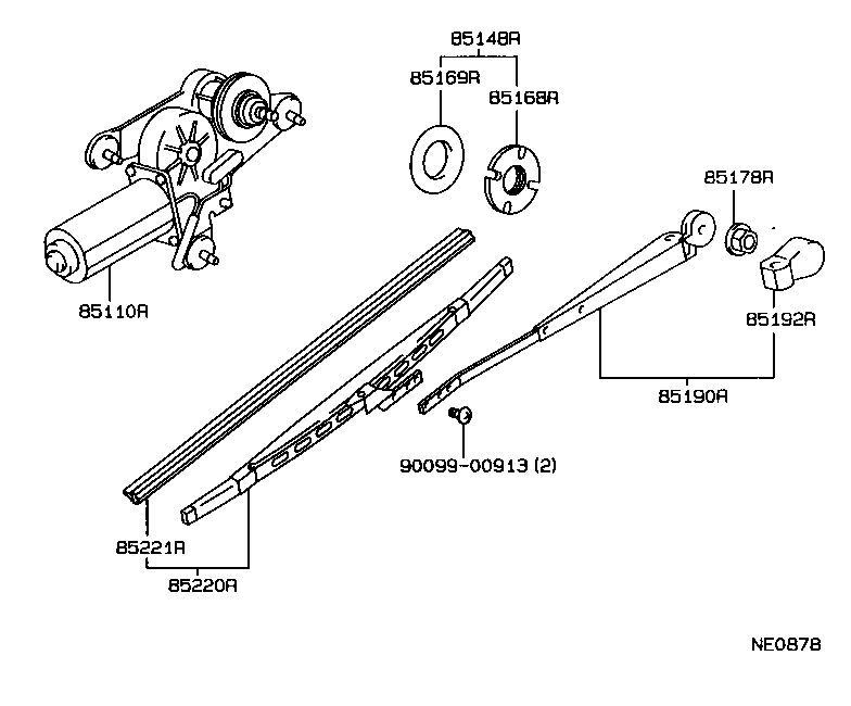 85220-16441 BLADE ASSY, REAR WIPER product image
