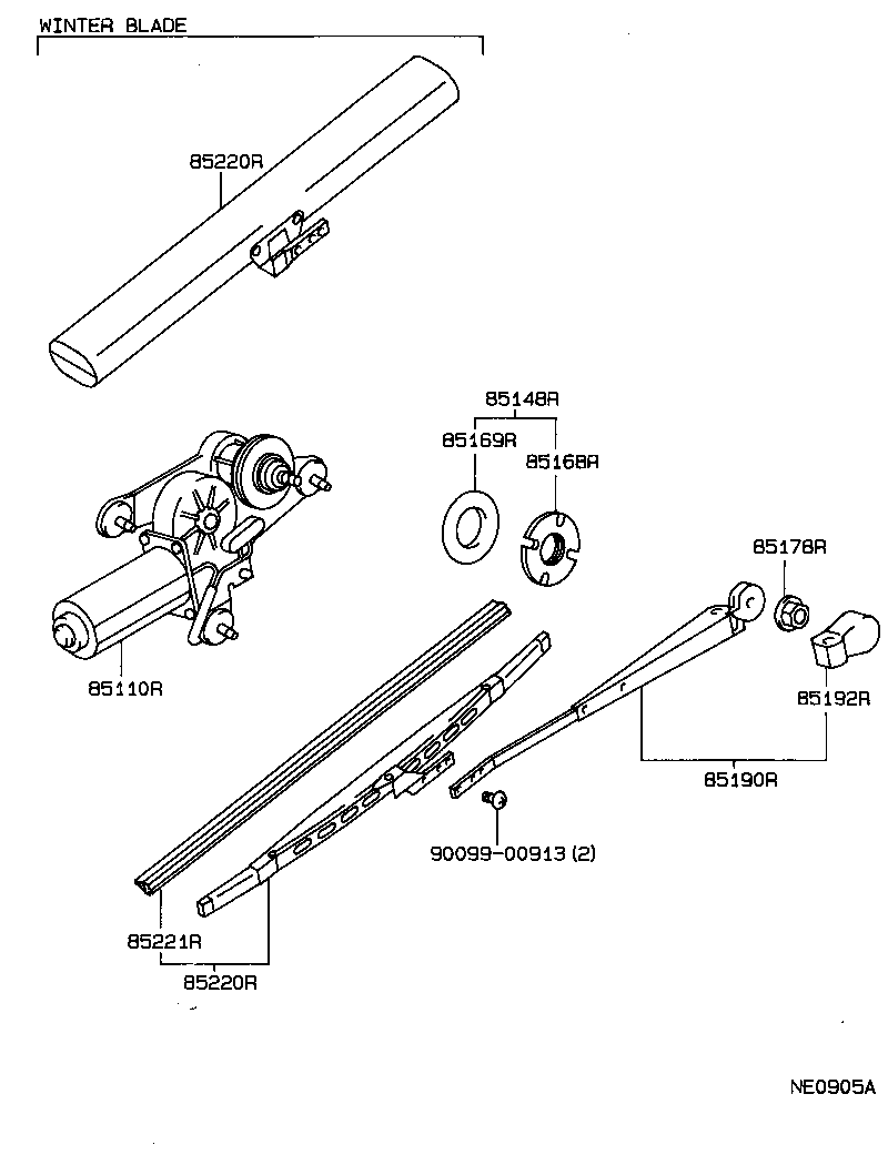 85291-22010 BLADE ASSY, REAR WIPER product image