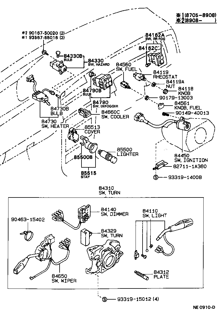 84820-12090 MASTER SWITCH ASSY, POWER WINDOW REGULATOR product image
