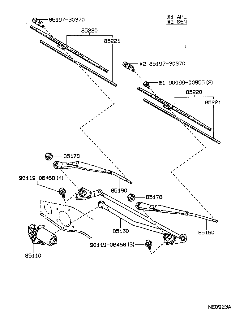 85160-22480 LINK ASSY, WINDSHIELD WIPER product image