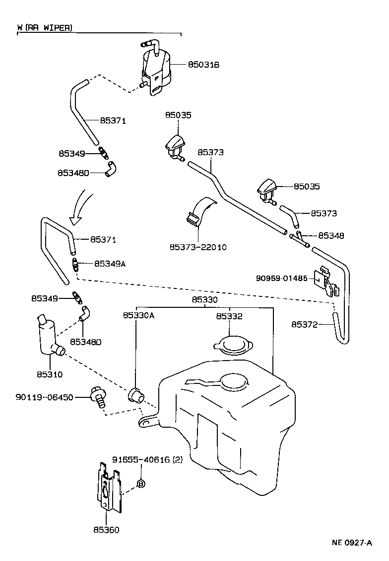 85337-22160 BRACKET, WINDSHIELD WASHER, NO.2 product image