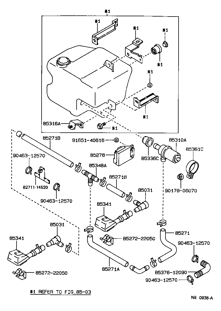 Toyota 85376-14301 HOSE, HEADLAMP CLEANER, NO.3