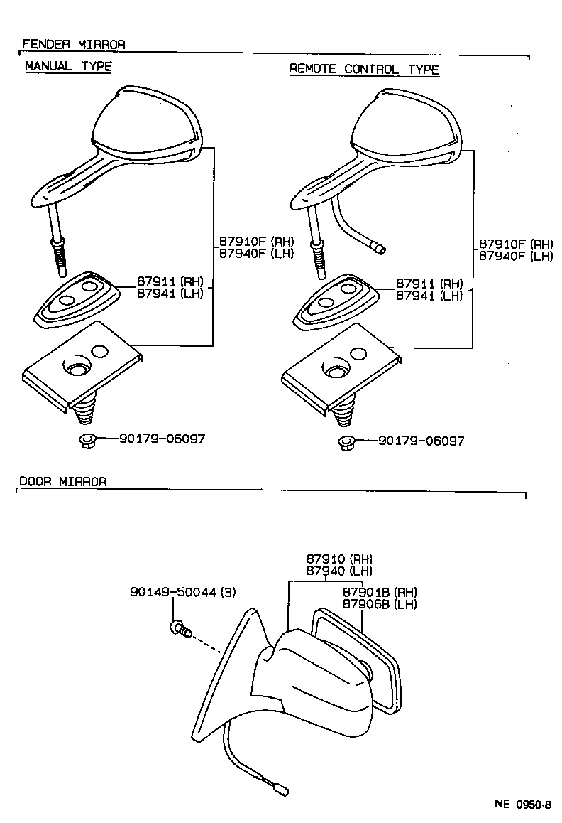 87931-91609 MIRROR SUB-ASSY, OUTER REAR VIEW, RH product image