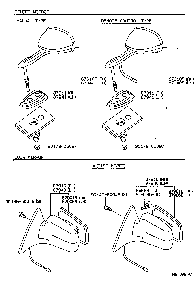 87961-91608 MIRROR SUB-ASSY, OUTER REAR VIEW, LH product image