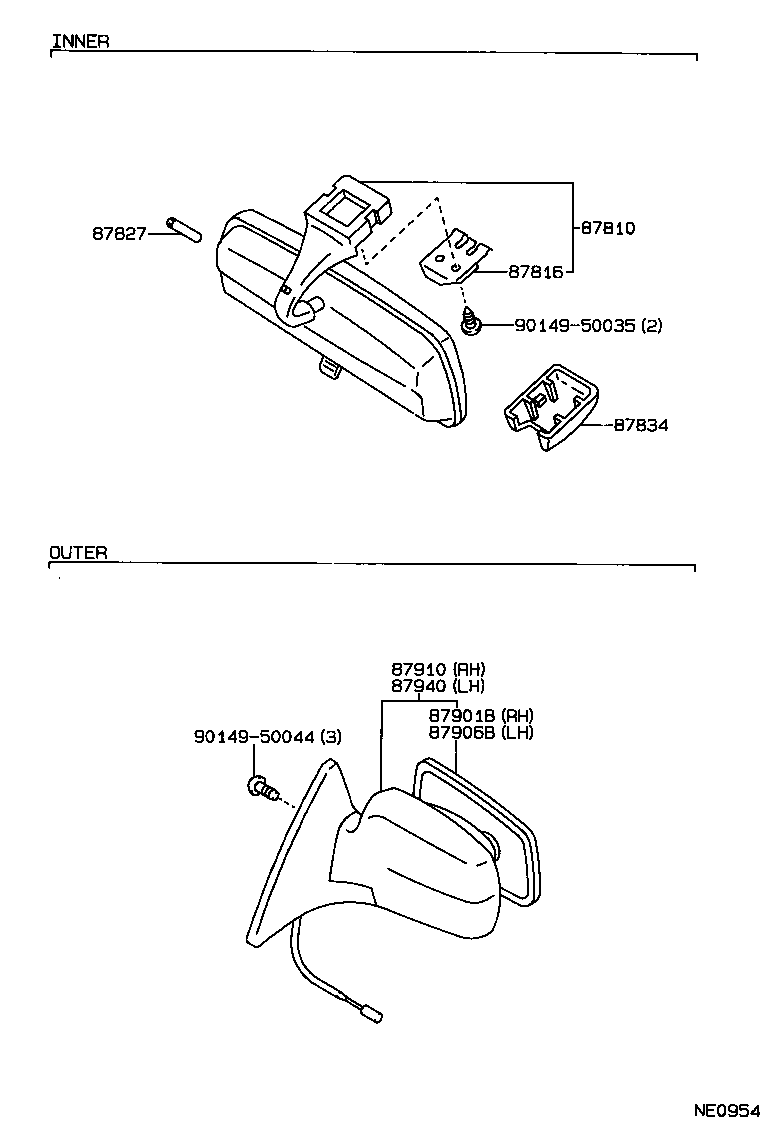 87961-22880 MIRROR SUB-ASSY, OUTER REAR VIEW, LH product image