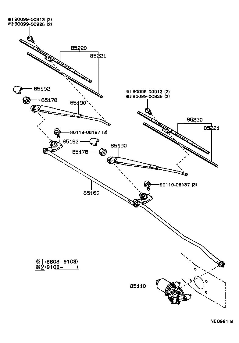 Toyota 85110-35150 MOTOR ASSY, WINDSHIELD WIPER