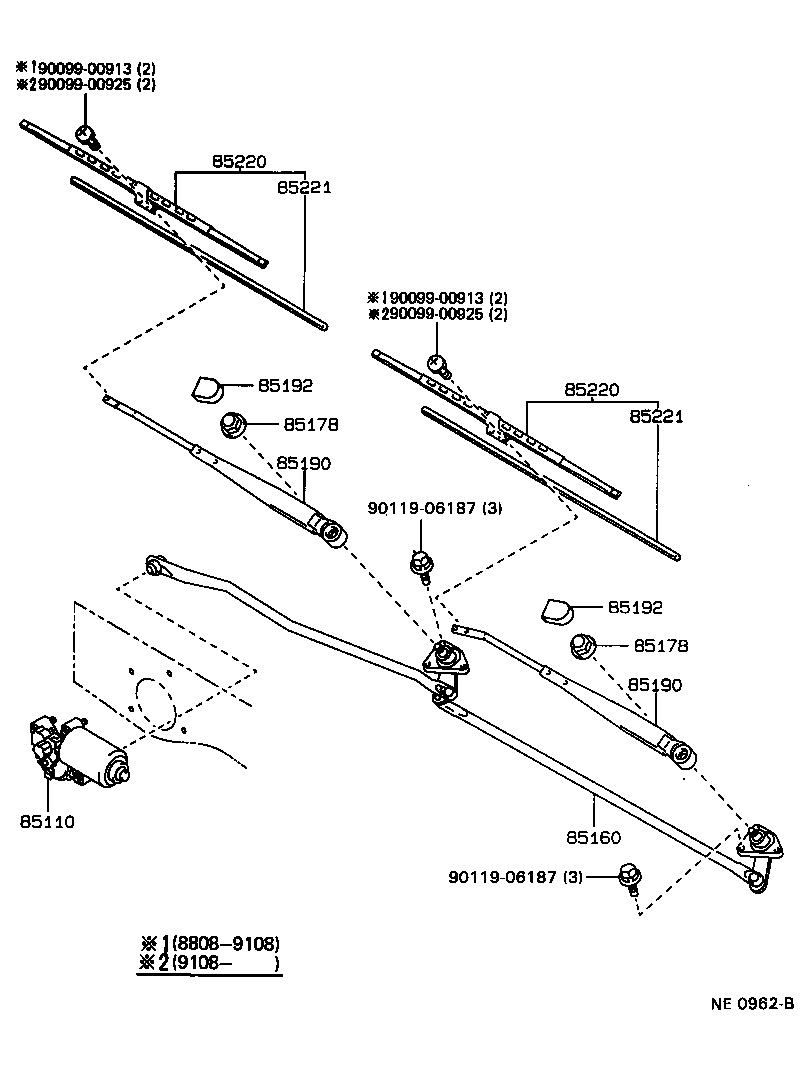 Toyota 85110-35100 MOTOR ASSY, WINDSHIELD WIPER