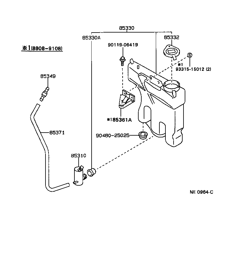 85378-04010 JOINT, WINDSHIELD WASHER HOSE, NO.1 product image