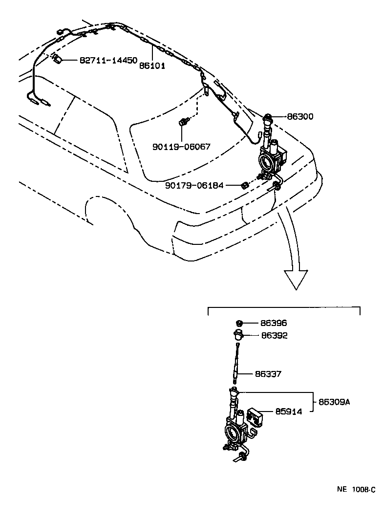 Toyota 86300-22390 ANTENNA ASSY, W/HOLDER