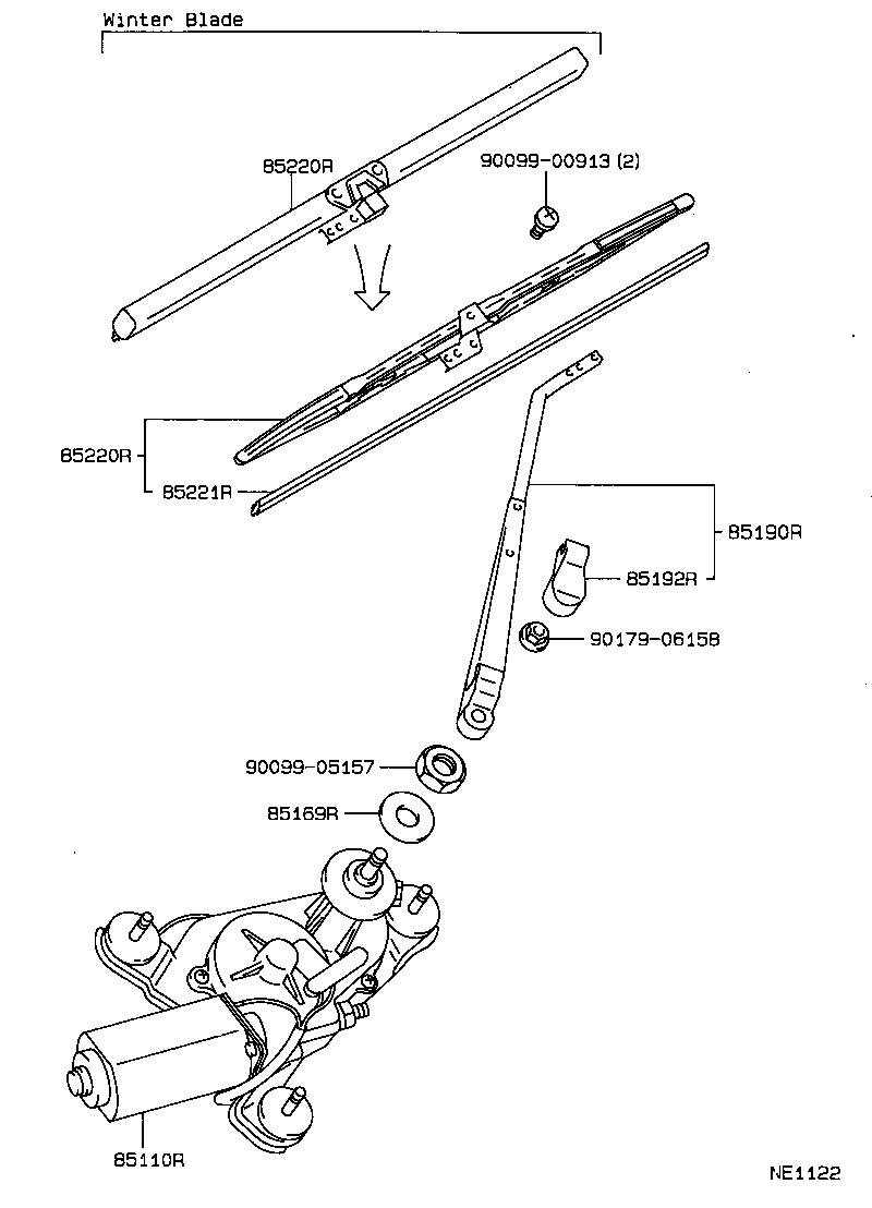 85291-22010 BLADE ASSY, REAR WIPER product image
