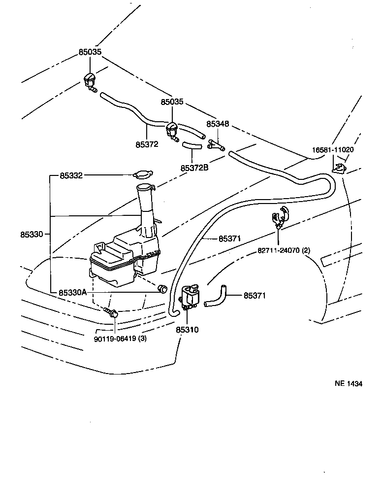85381-10080 NOZZLE SUB-ASSY, WASHER product image