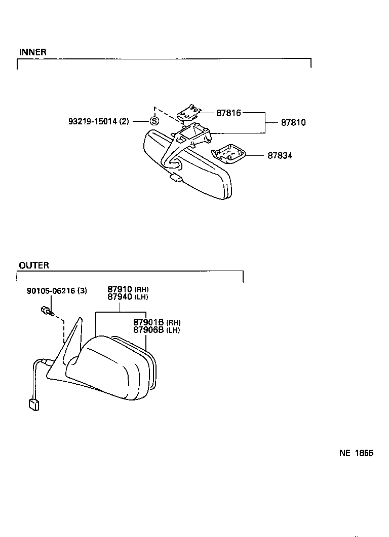 87961-50250 MIRROR SUB-ASSY, OUTER REAR VIEW, LH product image