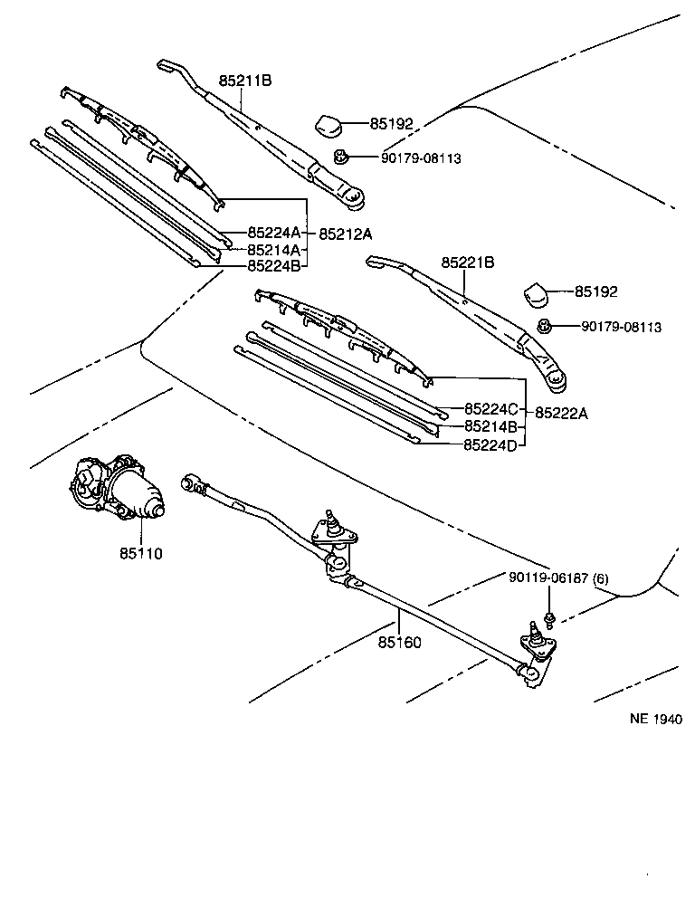 85211-10110 ARM, FRONT WIPER, RH product image