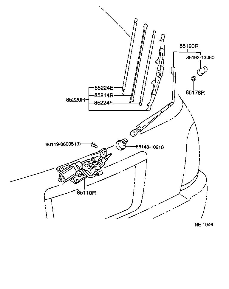 85241-10020 ARM ASSY, REAR WIPER product image