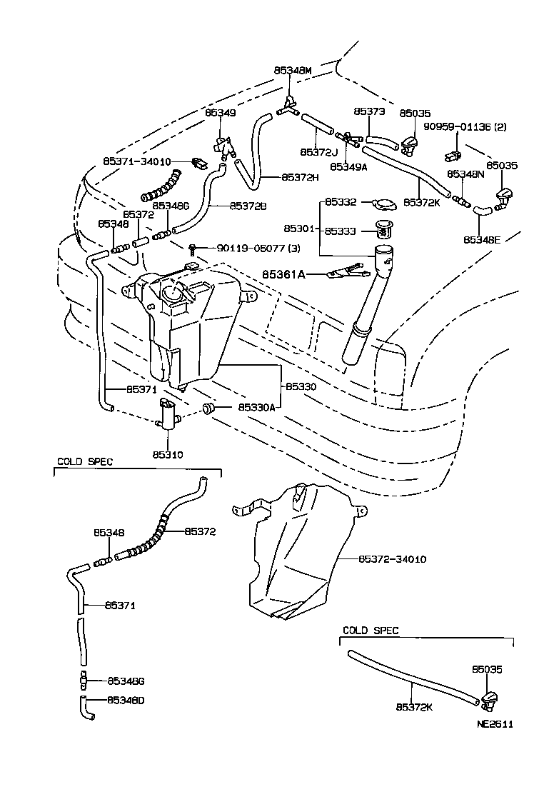 85337-34020 BRACKET, WINDSHIELD WASHER, NO.1 product image