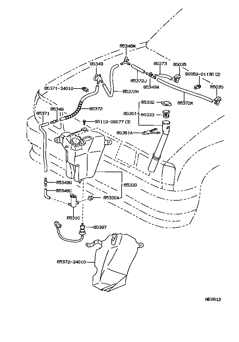 85337-34020 BRACKET, WINDSHIELD WASHER, NO.1 product image