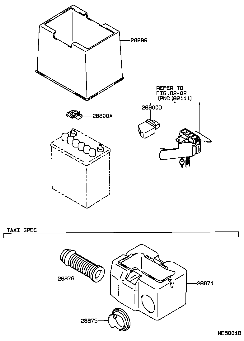 28875-73010 DUCT, BATTERY INSULATOR, NO.1 product image