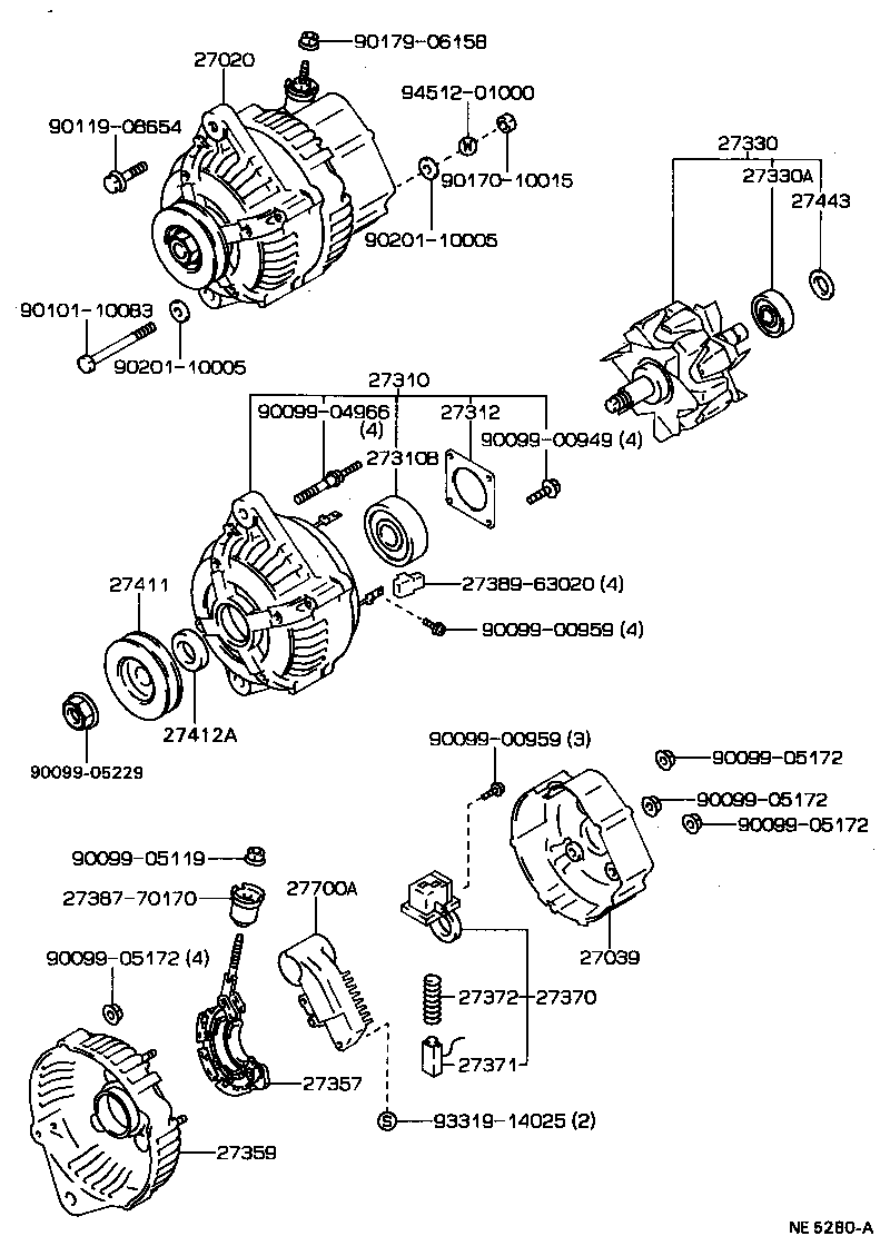 Toyota 90105-10101 BOLT(FOR ALTERNATOR)