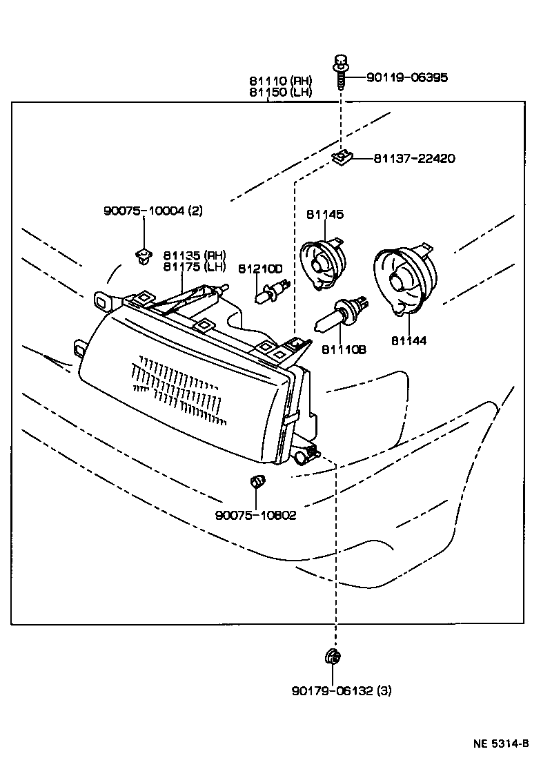 90075-99041 COVER, HEADLAMP, NO.2 product image