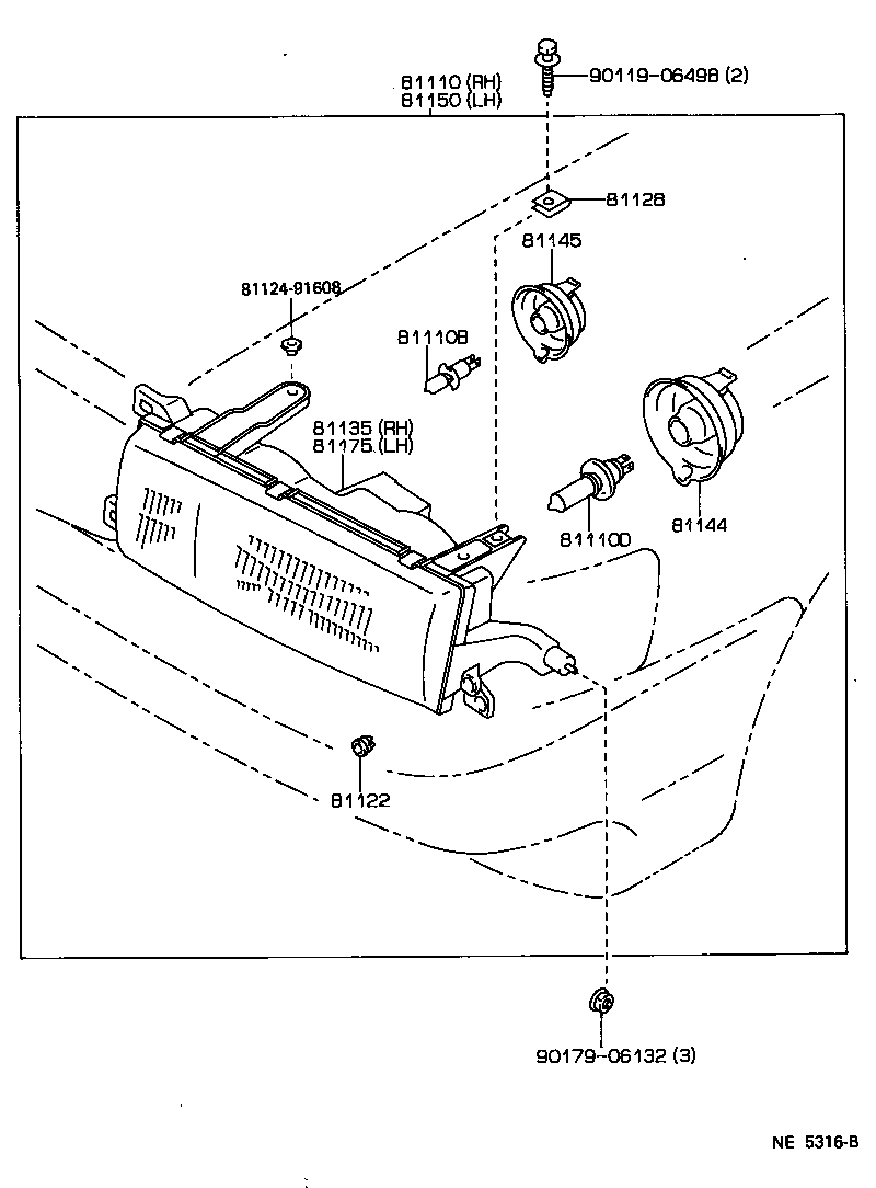 81130-91608 UNIT ASSY, HEADLAMP, RH product image