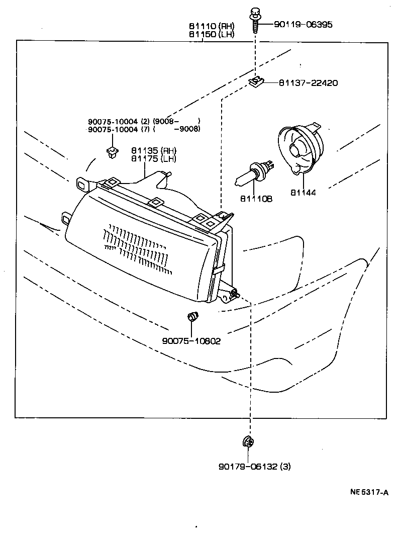 81130-22600 UNIT ASSY, HEADLAMP, RH product image