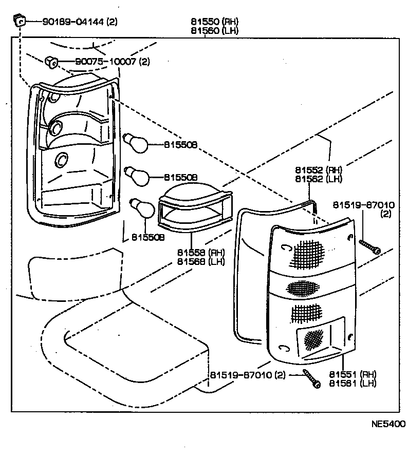 81550-35181 LAMP ASSY, REAR COMBINATION, RH product image
