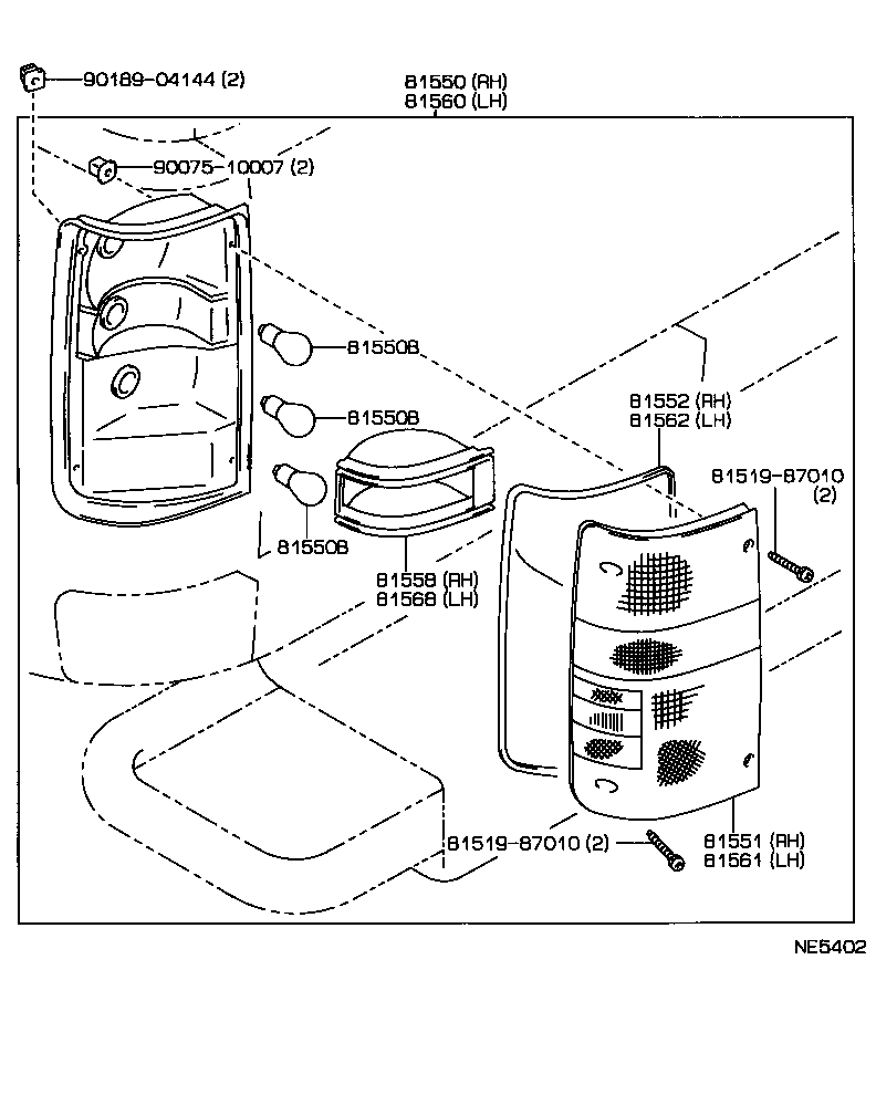 81560-89166 LAMP ASSY, REAR COMBINATION, LH product image