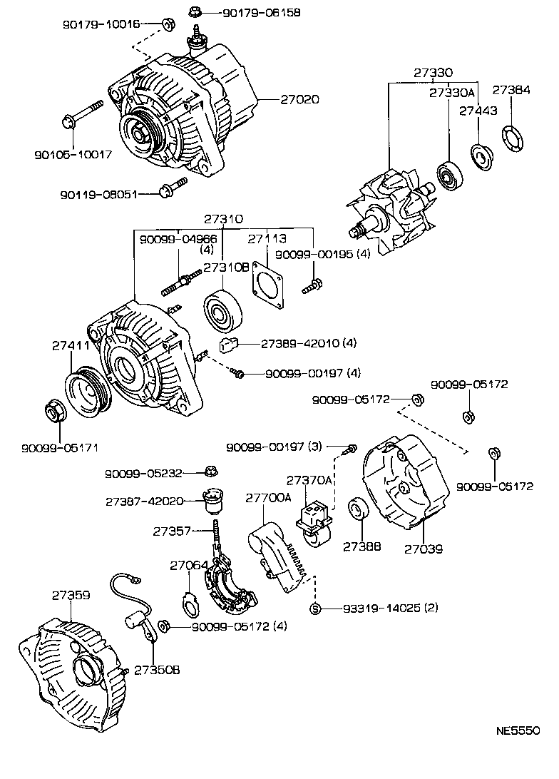 27060-70280 ALTERNATOR ASSY product image