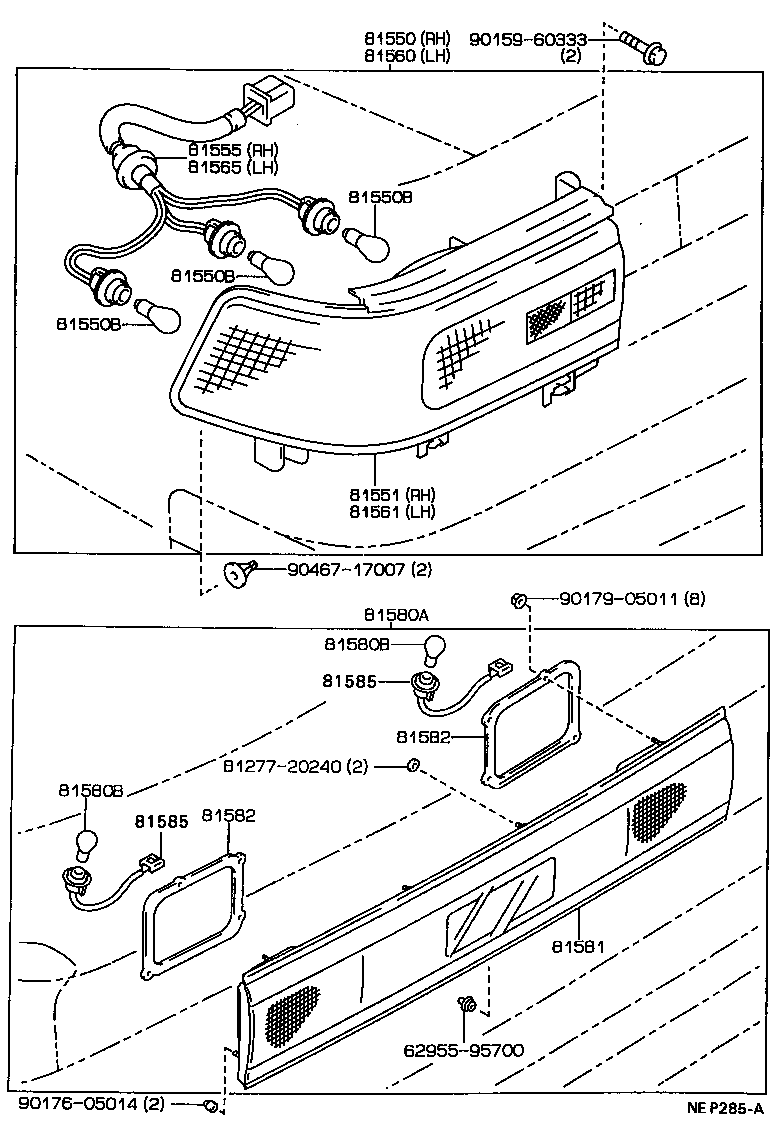 81555-95503 SOCKET & WIRE SUB-ASSY, REAR COMBINATION LAMP, RH product image